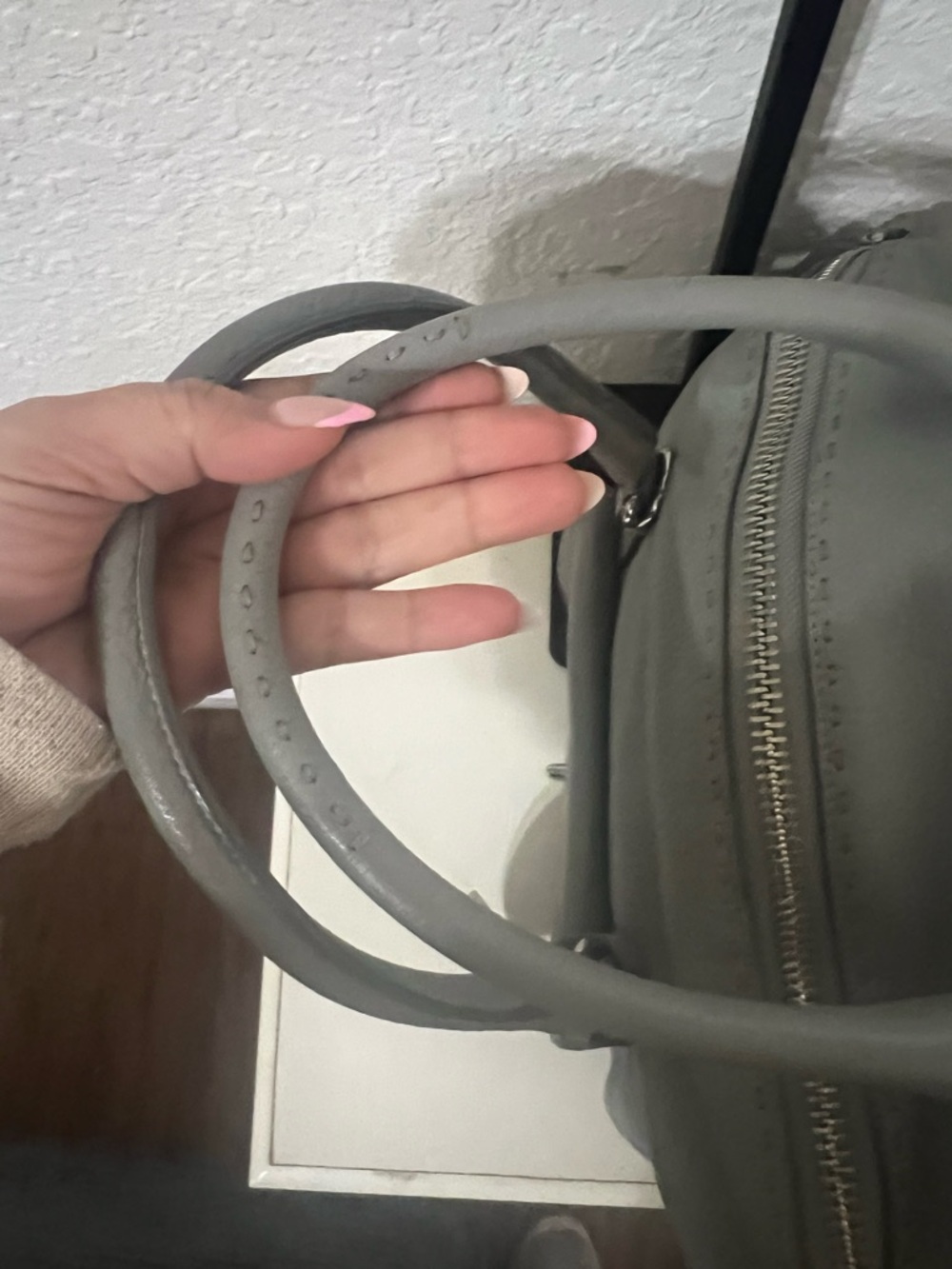 Coach Pebbled Leather Satchel in Light Gray - Picture 8 of 8